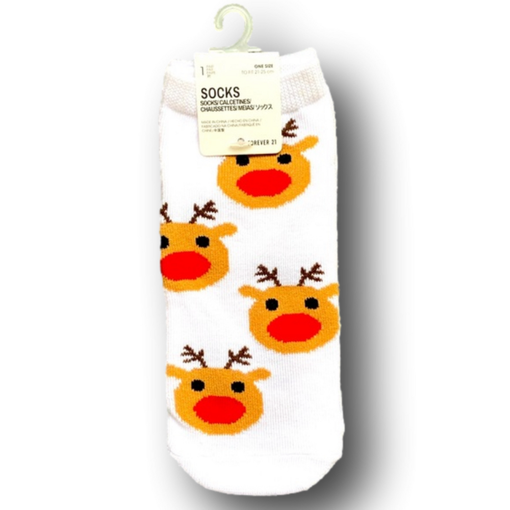 3/$15 Rudolph The Red Nosed Reindeer Christmas Funny Novelty Ankle Socks - NWT - Picture 1 of 3